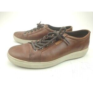 Ecco Soft 7 Men Size 9-9.5 EU 43 Brown Leather Comfort Casual Sneakers
